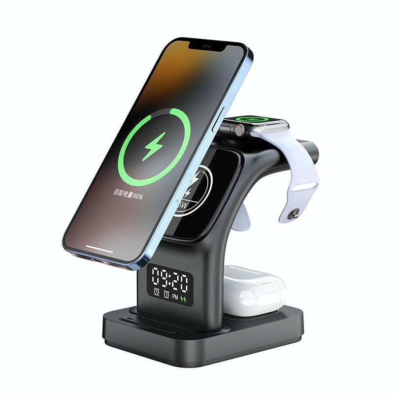 15W Magnetic Wireless Charger With Clock - Black 11