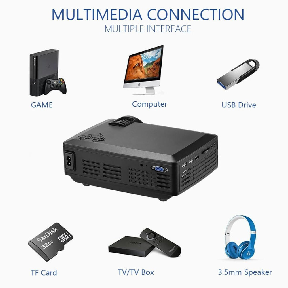 4 Lcd Projector - 80 Lumens Hd 800X480 Vga / Hdmi - Black 11