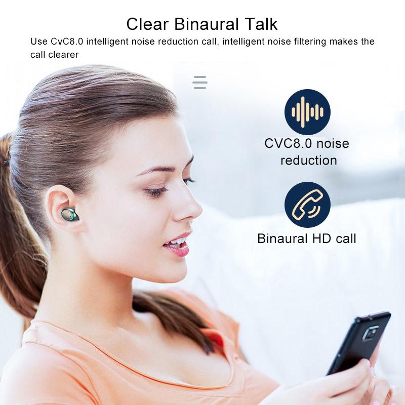 Bluetooth Earphone with Noise Reduction & Breathing Light Hand Strap - Black 9