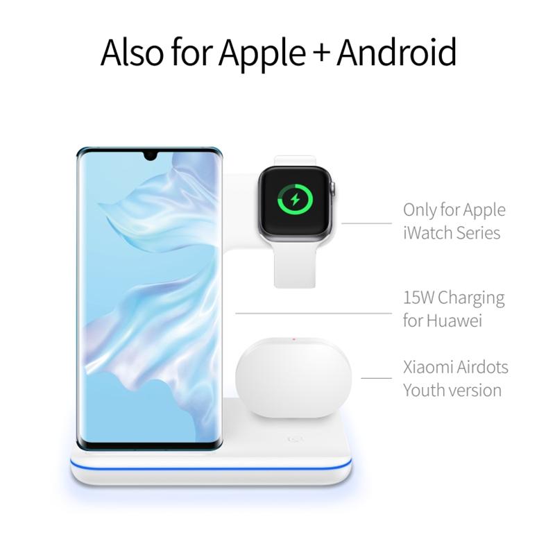 3 In 1 Magnetic Wireless Charger With Touch Ring Light - Black 4