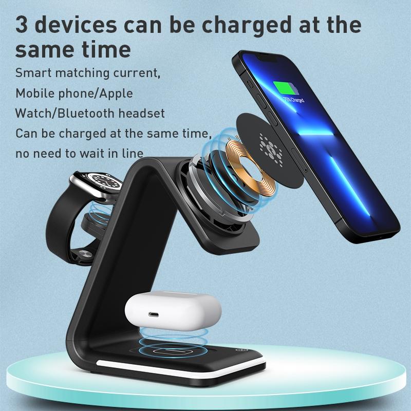 3 In 1 Magnetic Wireless Vertical Charger - Black 4
