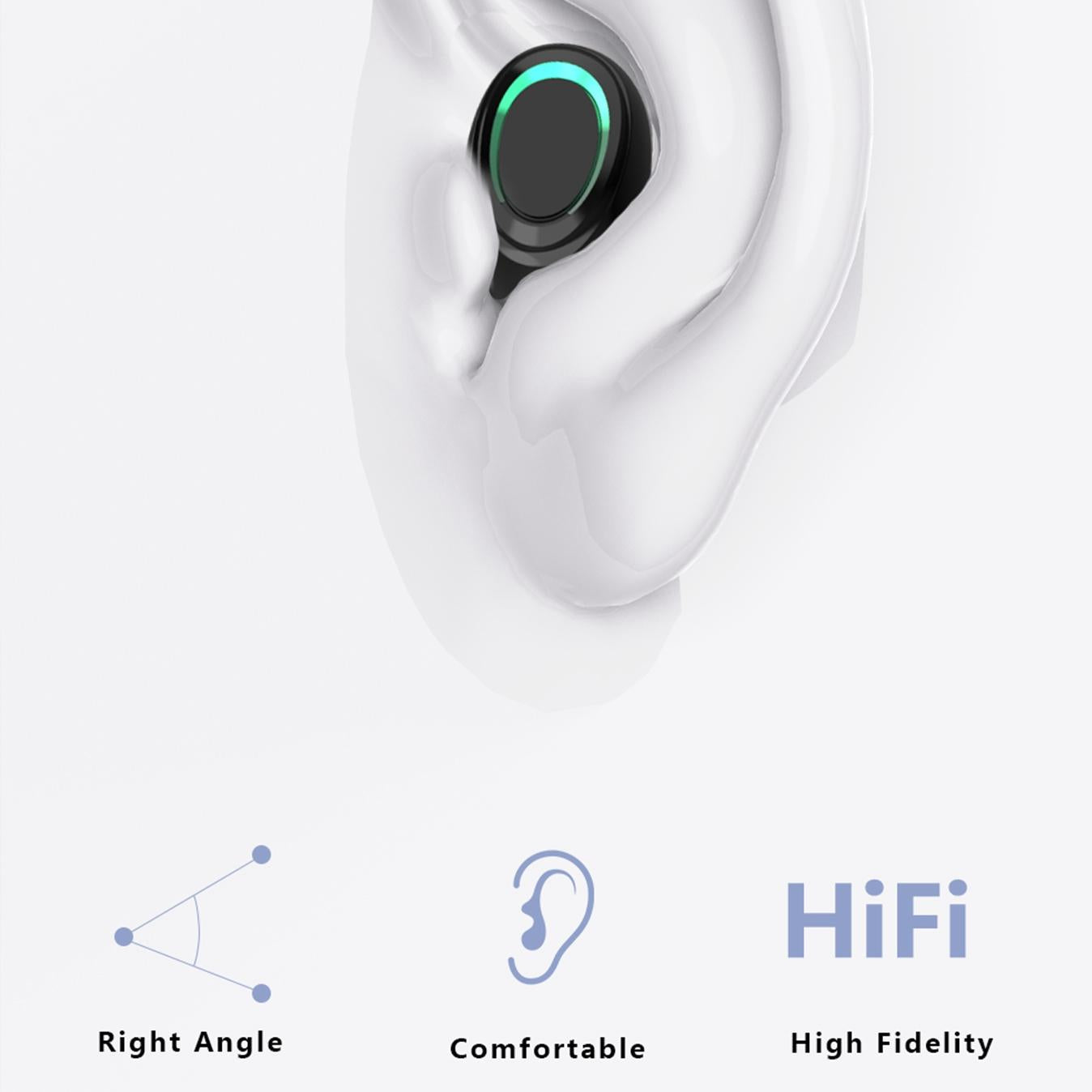 Mini Tws Wireless Bluetooth Earphones with Touch Display - Black 3