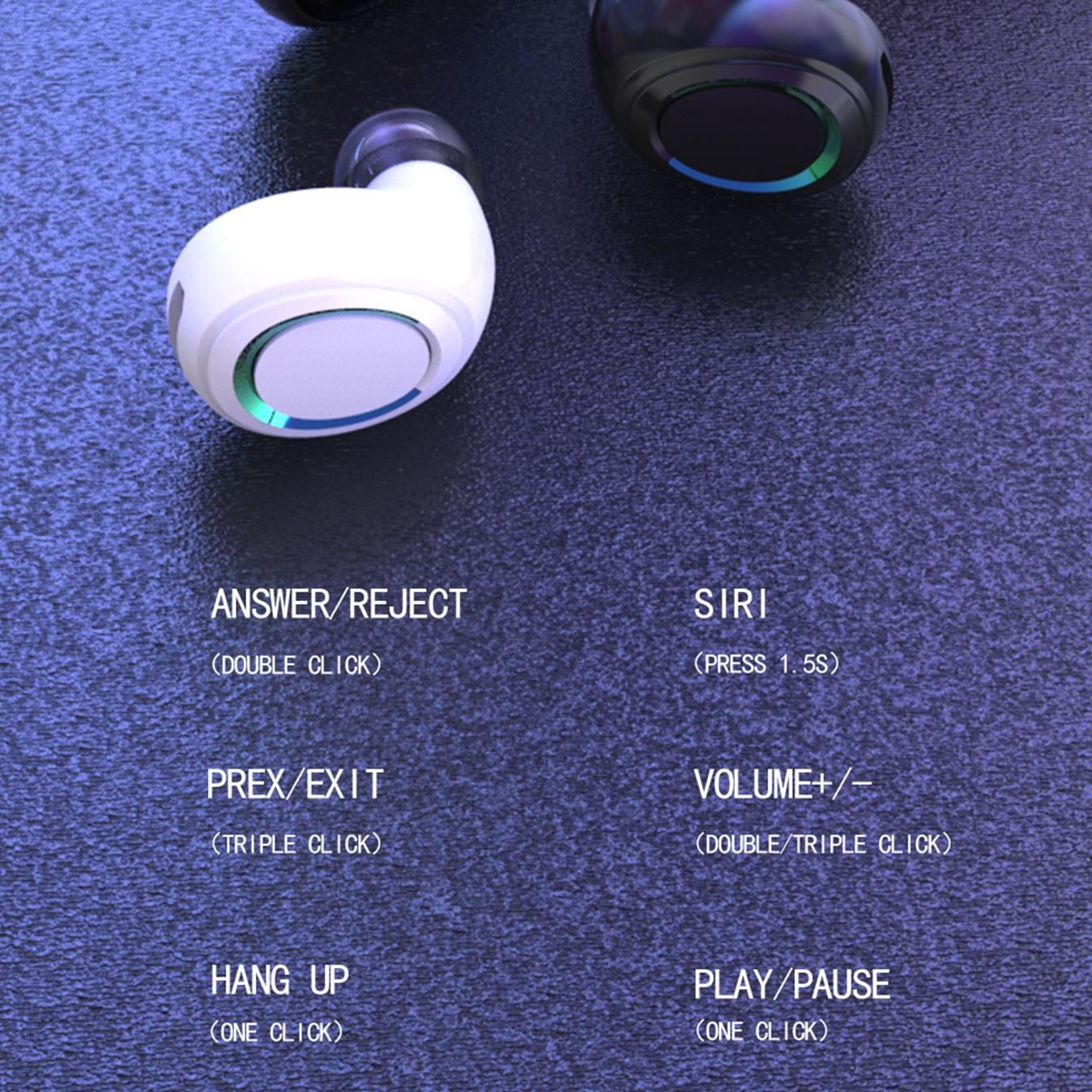 Mini Tws Wireless Bluetooth Earphones with Touch Display - Black 5