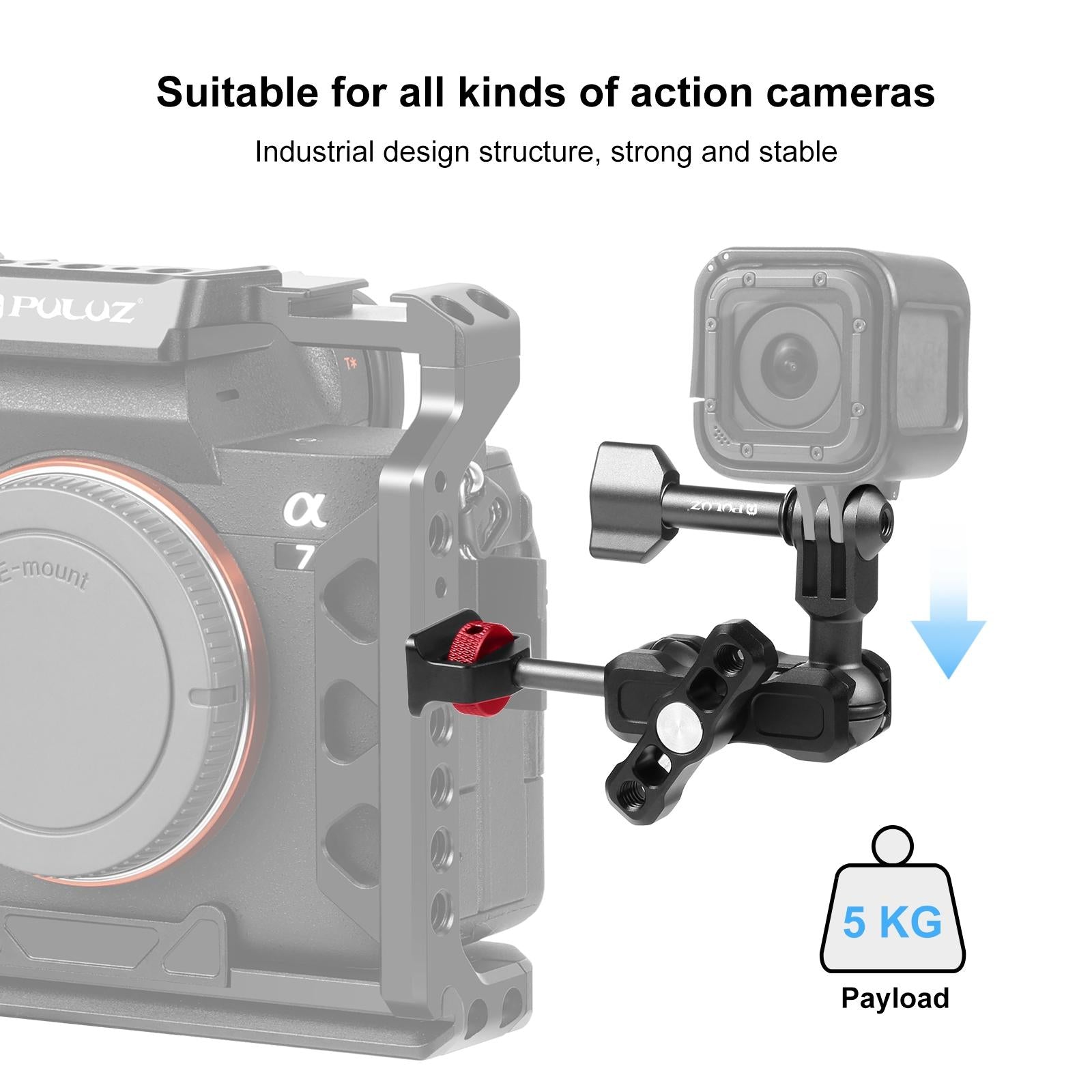 Versatile Aluminum Magic Arm Mount - Black 6