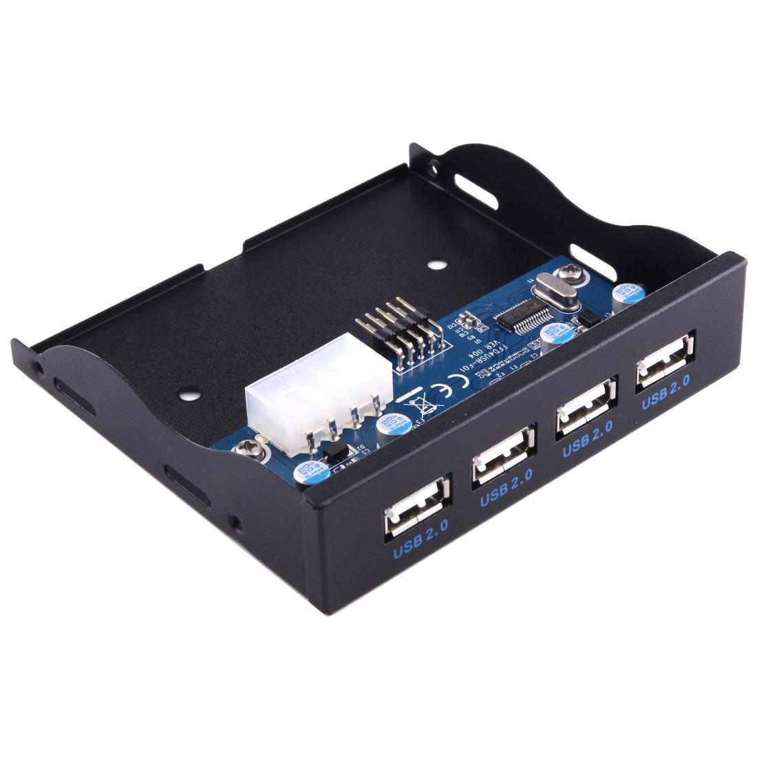 4-Port Usb 2.0 Hub For 3.5 Floppy Bay Black 4