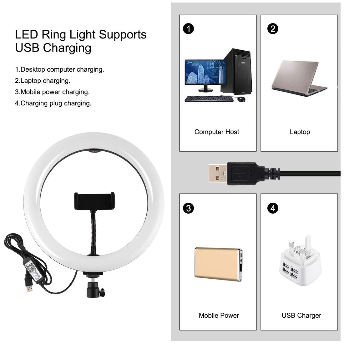 10.2 Curved Rgbw Led Ring Light Kit with Tripod Dual Phone Brackets Remote and Clamp 10