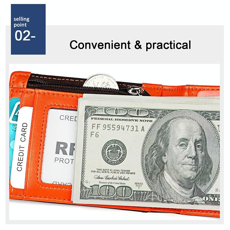 Anti-magnetic Leather Wallet with Zipper for Men - Rfid Protection - Black 8