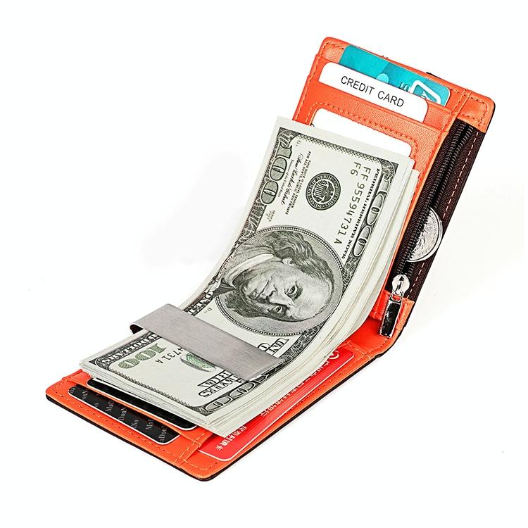 Anti-magnetic Leather Wallet with Zipper for Men - Rfid Protection - Black 13
