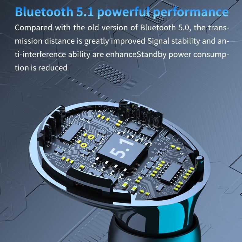Wireless Bluetooth 5.0 Earphones with Digital Display and Charging Box - Black 5
