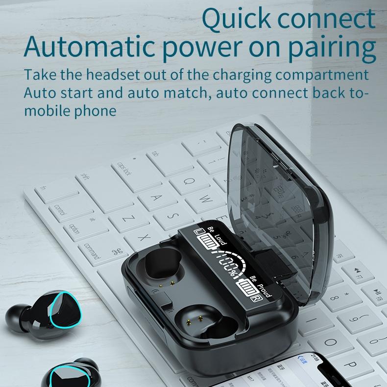 Wireless Bluetooth 5.0 Earphones with Digital Display and Charging Box - Black 9