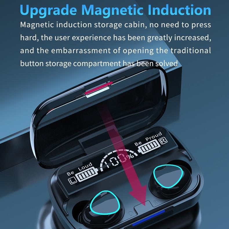 Wireless Bluetooth 5.0 Earphones with Digital Display and Charging Box - Black 10