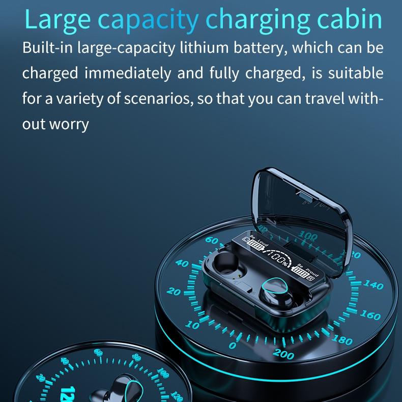 Wireless Bluetooth 5.0 Earphones with Digital Display and Charging Box - Black 11