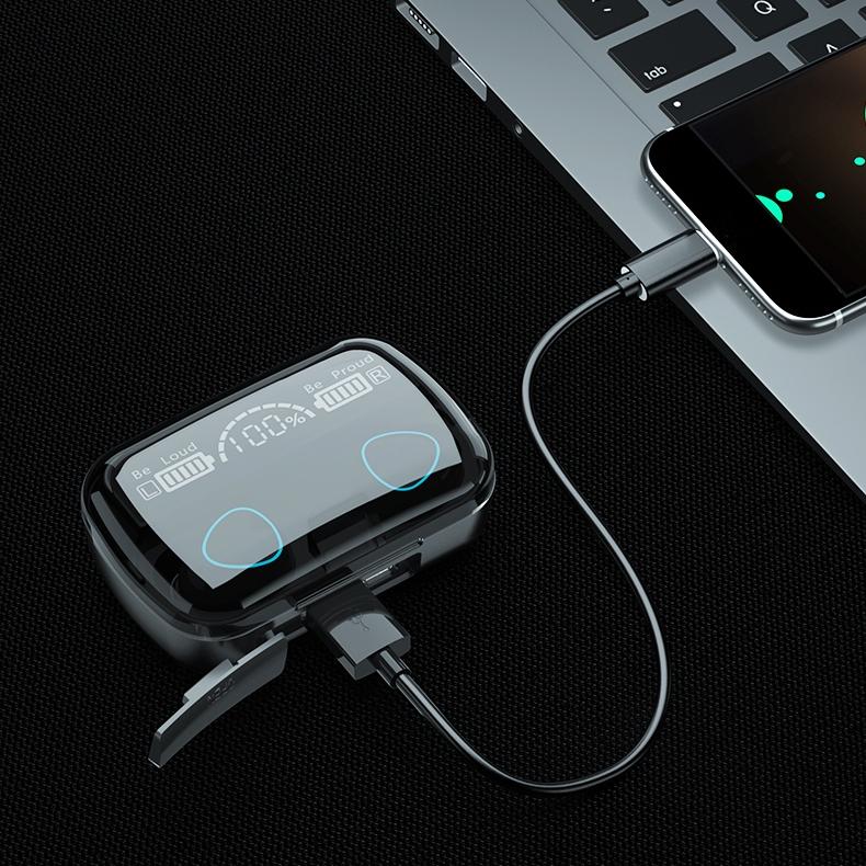 Wireless Bluetooth 5.0 Earphones with Digital Display and Charging Box - Black 12