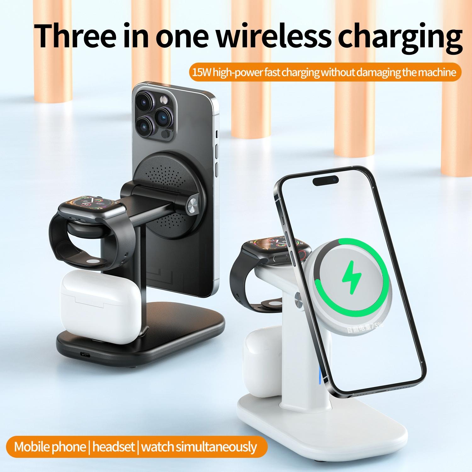 3 In 1 Magnetic Wireless Charger Stand 15W - Black 10