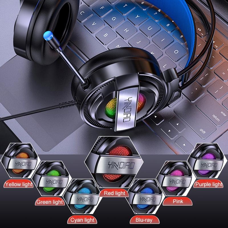 Usb Wired Gaming Headset With Mic & Rgb Light 1.67M Cable Black 4