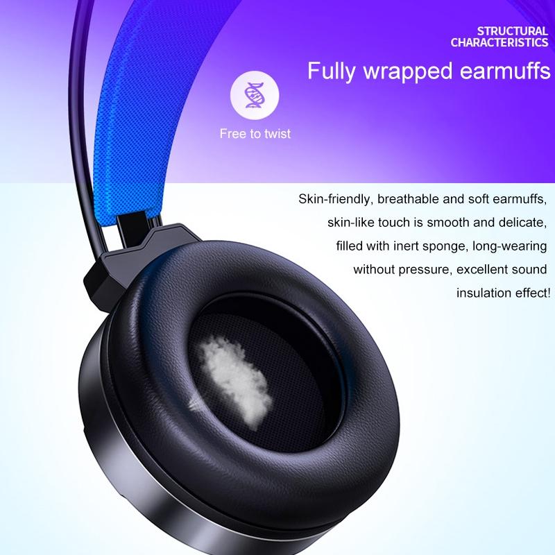 Usb Wired Gaming Headset With Mic & Rgb Light 1.67M Cable Black 7