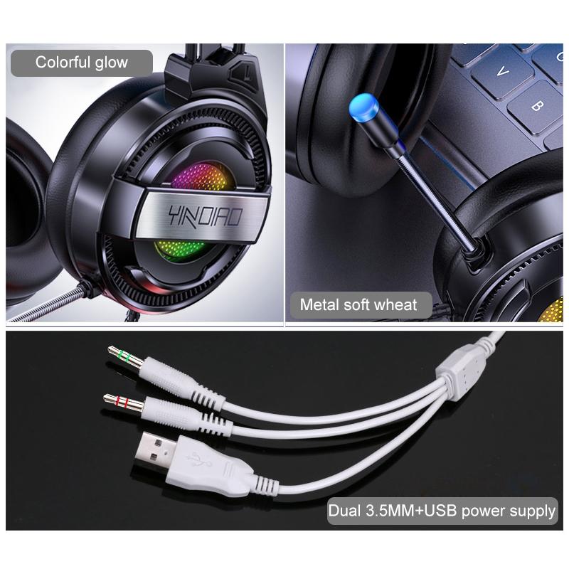 Usb Wired Gaming Headset With Mic & Rgb Light 1.67M Cable Black 12