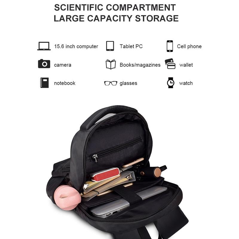 Waterproof Laptop Backpack with Usb Interface for 15 Laptops - Black 5