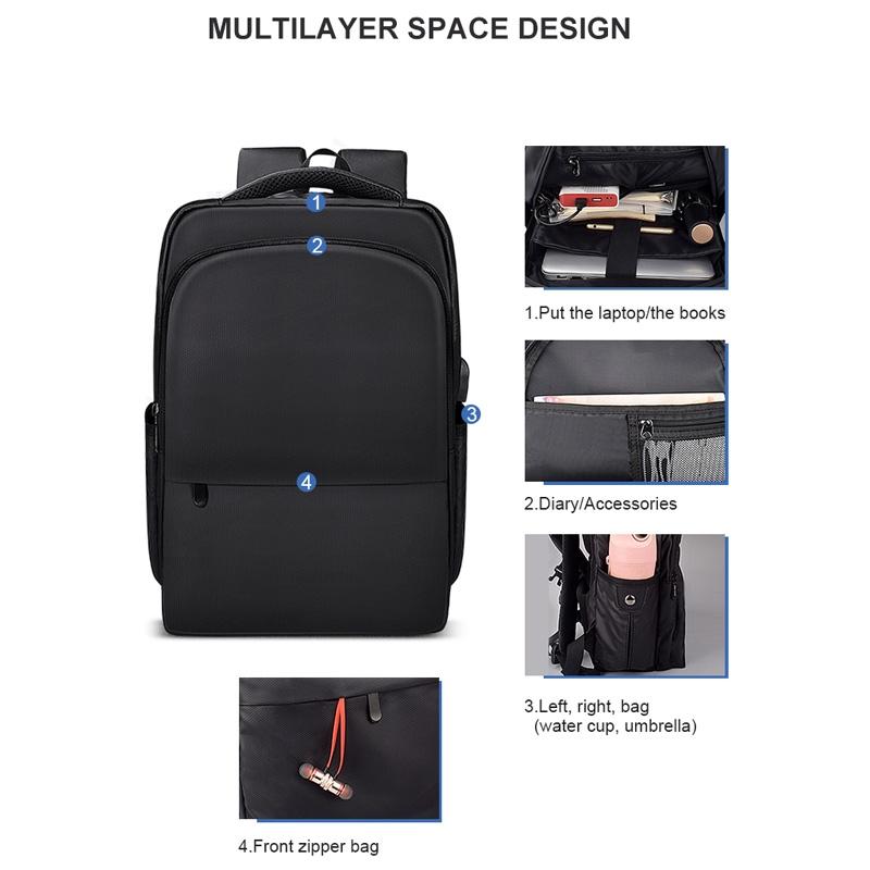 Waterproof Laptop Backpack with Usb Interface for 15 Laptops - Black 6