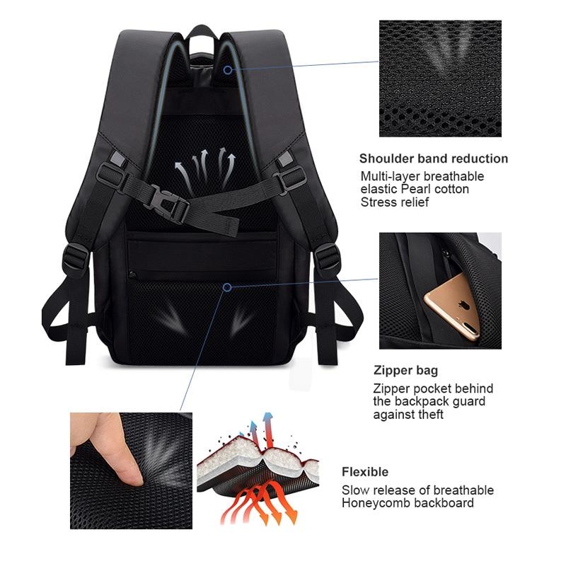 Waterproof Laptop Backpack with Usb Interface for 15 Laptops - Black 8