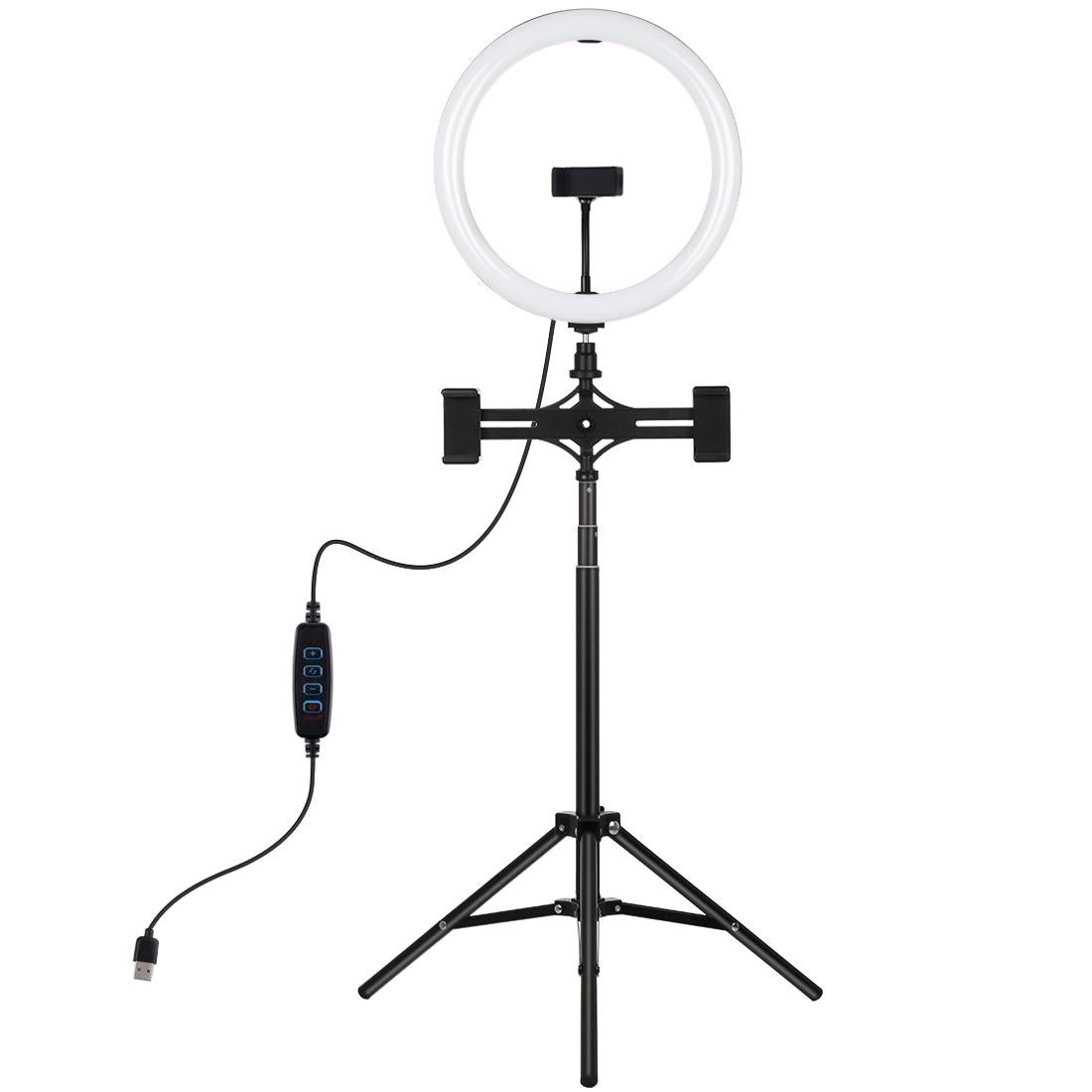 11.8 Led Ring Light Kit with Tripod & Dual Phone Bracket - 3 Modes Dual Colour Temperature Usb Live Broadcast - Black 3
