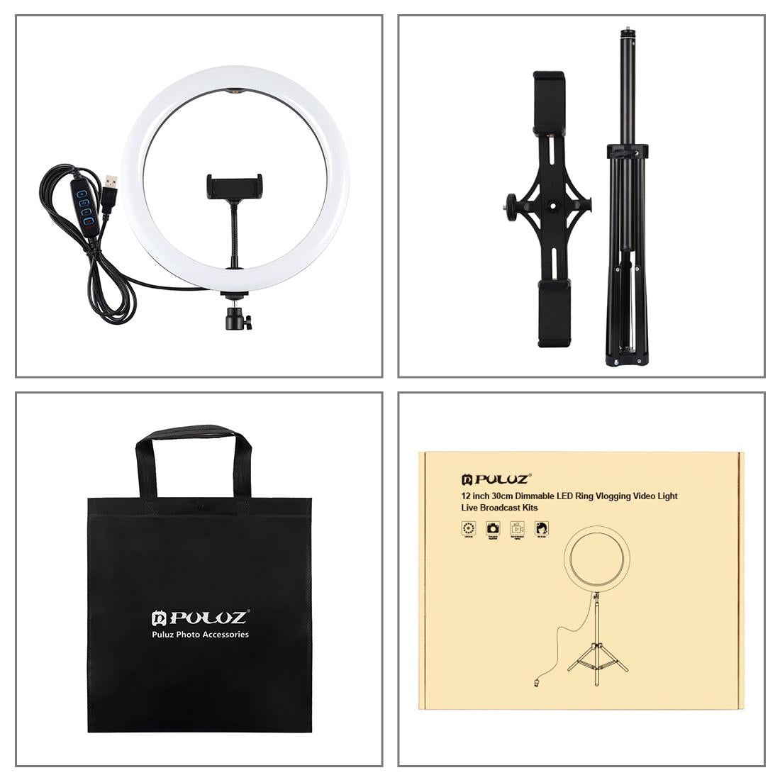 11.8 Led Ring Light Kit with Tripod & Dual Phone Bracket - 3 Modes Dual Colour Temperature Usb Live Broadcast - Black 13