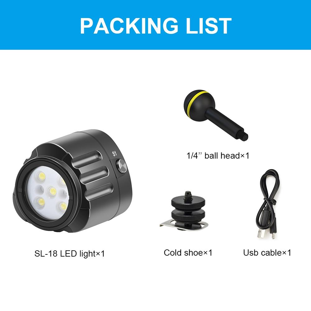 1000lm Diving Light for Gopro Hero - 40m Underwater Photography Fill Light 8