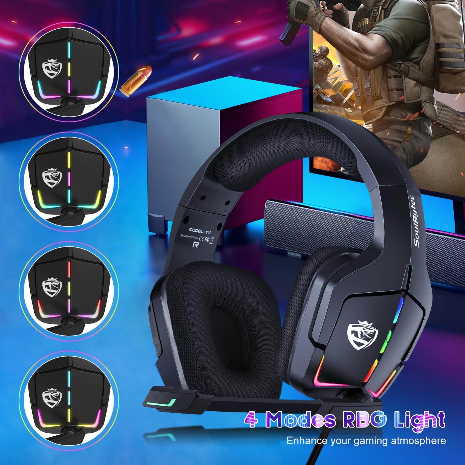 Adjustable Rgb Gaming Headset With Mic Black 6