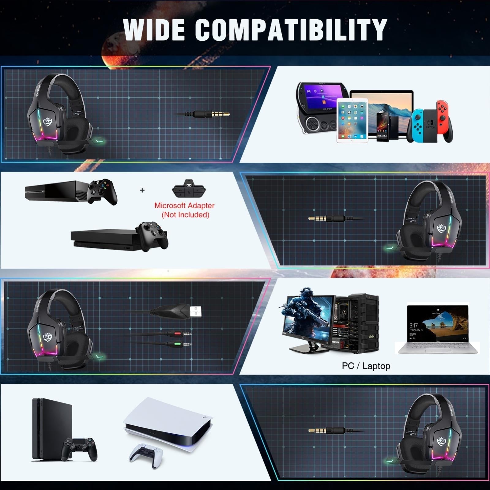 Adjustable Rgb Gaming Headset With Mic Black 7