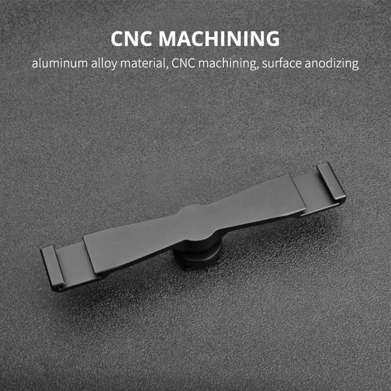 Aluminum Dual Cold Shoe Mount Adapter Extension Bracket - Black 3