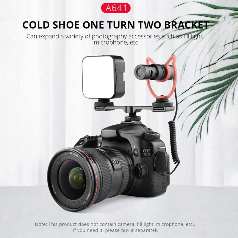 Aluminum Dual Cold Shoe Mount Adapter Extension Bracket - Black 6