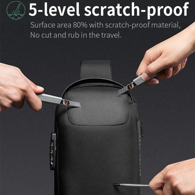 Waterproof Anti Theft Crossbody Chest Bag Men Oxford Cloth 34X18X10Cm - Black 4