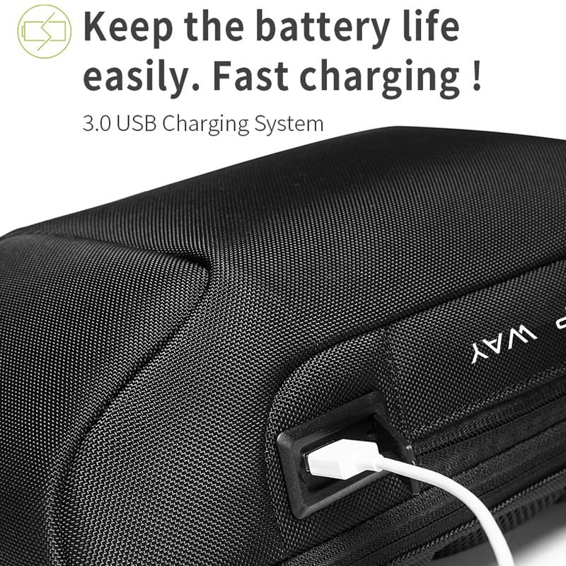 Waterproof Anti Theft Crossbody Chest Bag Men Oxford Cloth 34X18X10Cm - Black 6