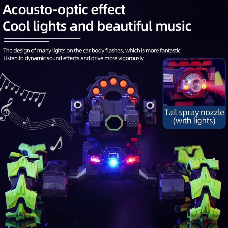 Remote Control Car - Dual Control Soft Bomb - Four-wheel Battle Blooming Tire Spray - Green 7