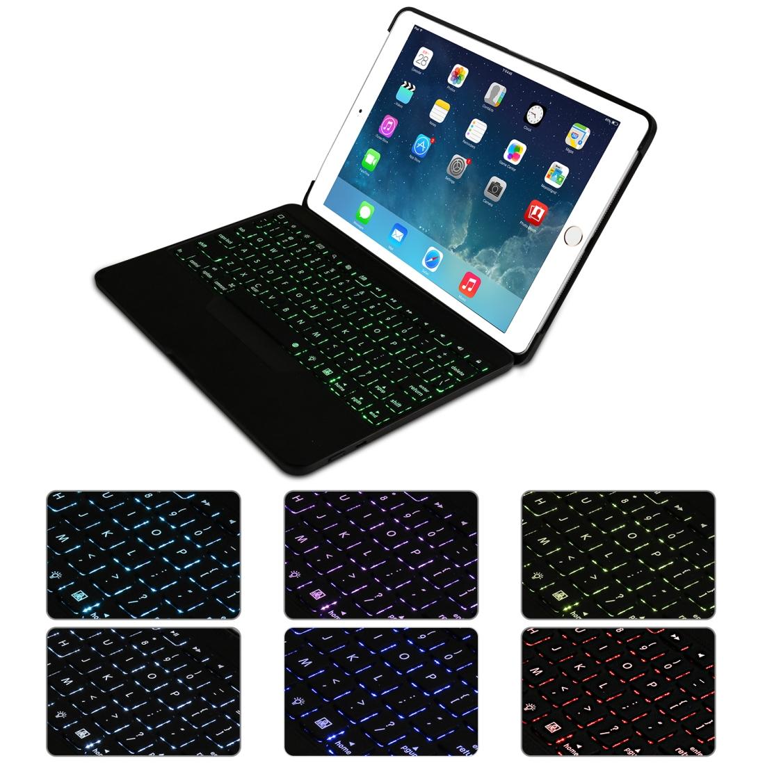 Detachable Bluetooth Keyboard Case For Ipad Air 2 / 9.7 2018 / 2017 / Pro 9.7 - Colourful Backlight - Black 12
