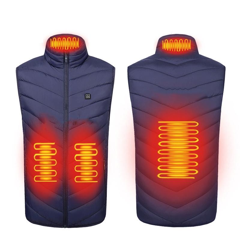 4 Area Single Control Usb Electric Heating Undershirt Intelligent Warm Vest - Blue - L