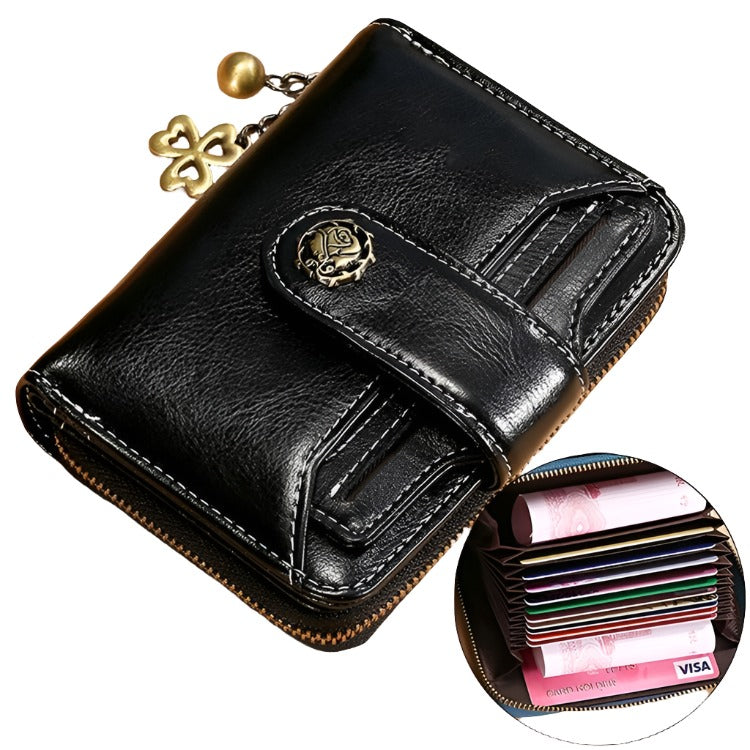 Rfid-blocking Women Wallet with Card Slots - Anti-magnetic - Black