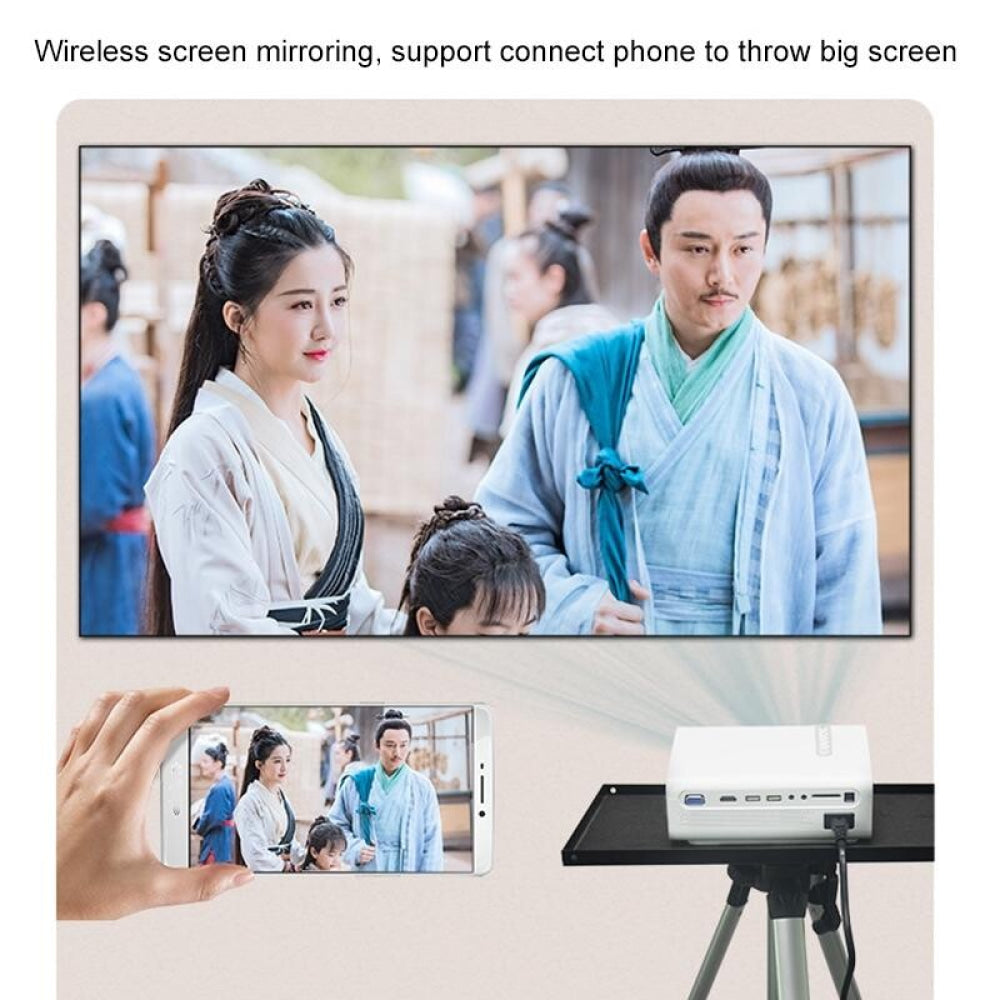 1080P Wireless Screen Mirroring Projector - Small Led - White 6