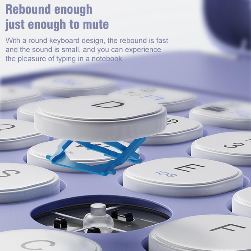 360 Degree Rotatable Bluetooth Keyboard Leather Case - Square Button - Mist Blue - For Ipad 10.2 2021 / Air 2019 4