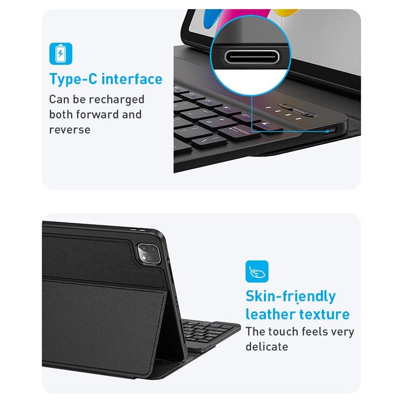Detachable Keyboard Tablet Case With Magnetic Skin Feel - Pink 8