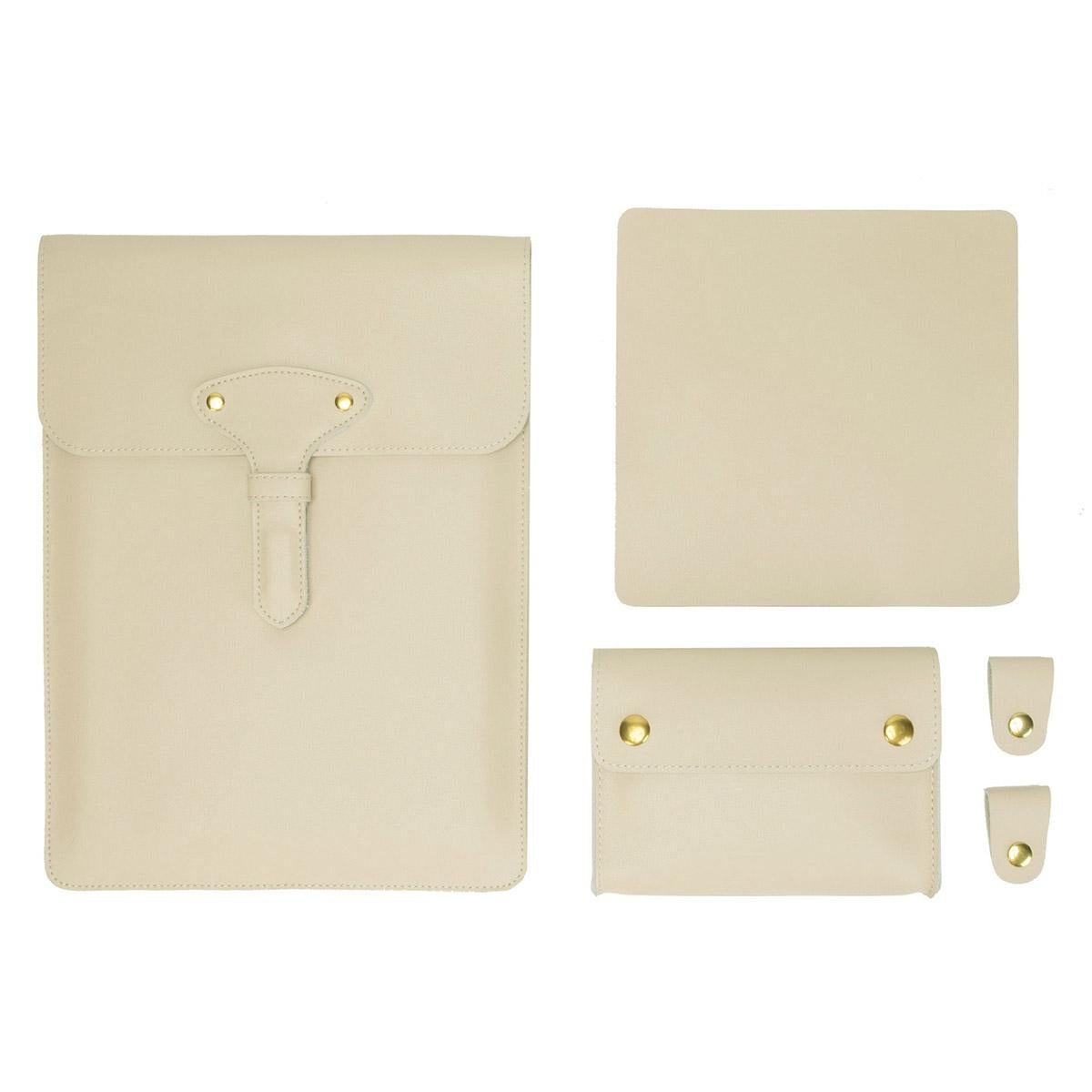 Waterproof Leather Laptop Liner Bag - 3-in-1 15 Inches - Light Yellow 13
