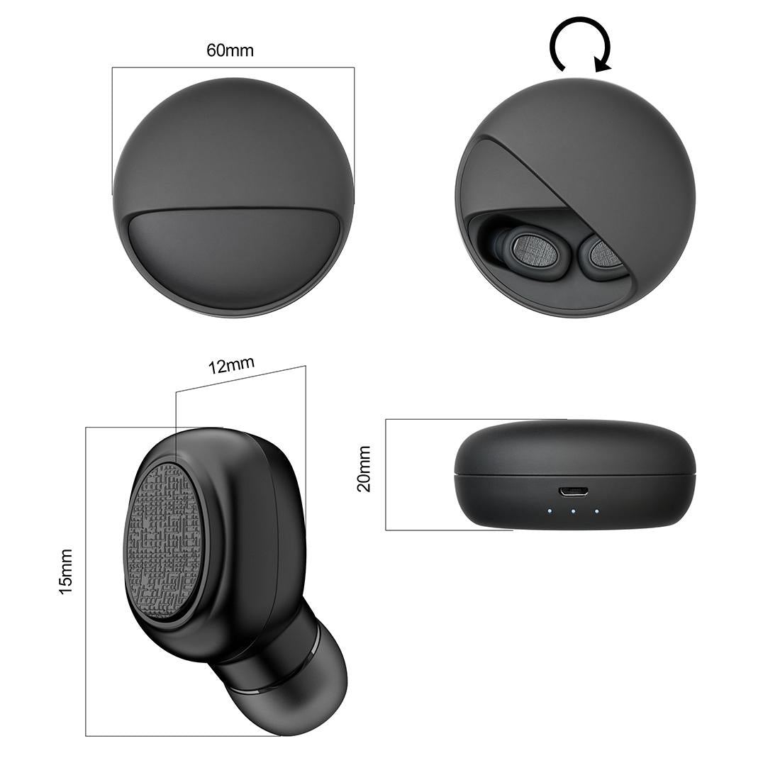 Wireless Stereo Bluetooth Headset with Charging Case - V5.0 Tws 5