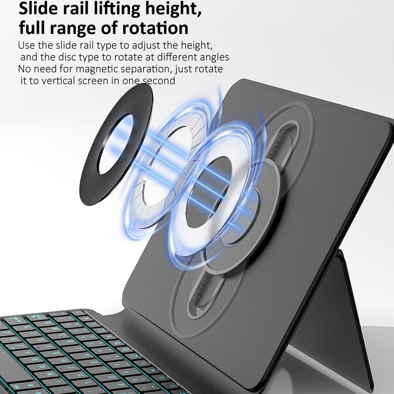 Universal Rotatable Magnetic Keyboard Case For Ipad 10.5 / 10.2 - Suspended Slide Rail Protection - White - For Ipad 10Th Gen 10.9 10