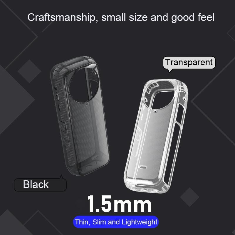 Clear Soft Tpu Protective Case for Insta360 X4 - 1.5mm Thickness - Clear Black - With Neck Strap 6