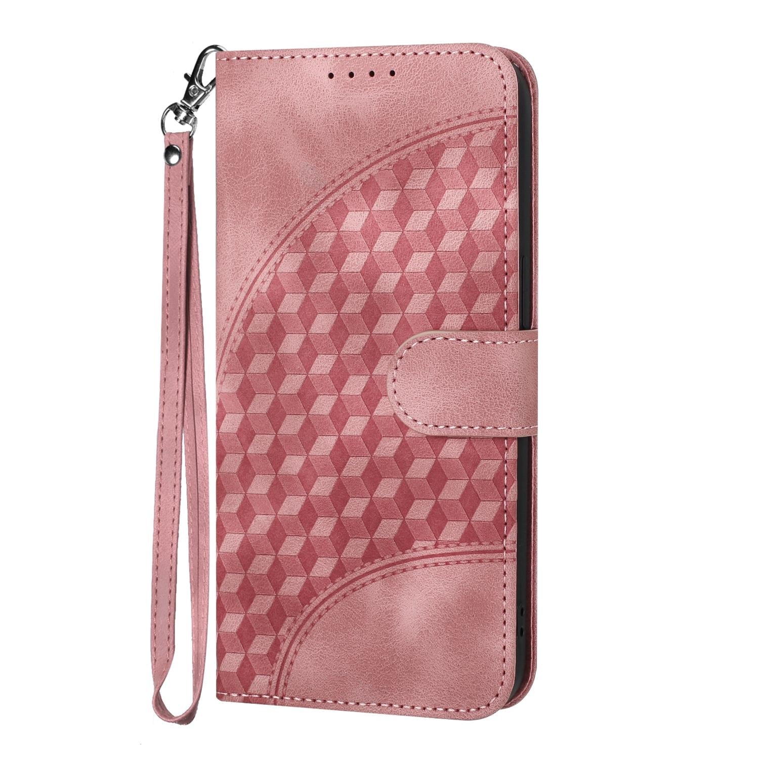 For Samsung Galaxy Z Fold4 5G Embossed Elephant Head Phone Case With Lanyard - Pink