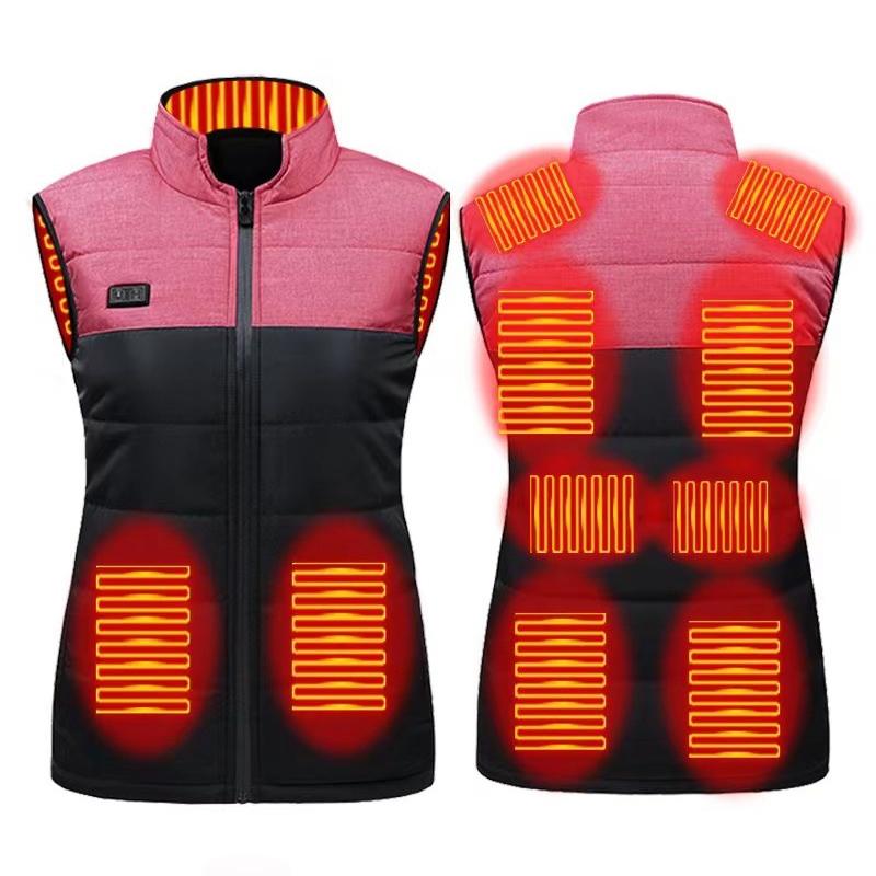 Heated Vest Electric Heating 3 Constant Temperature Warm Cotton Jacket - Red-4 Zones Heating - L 9