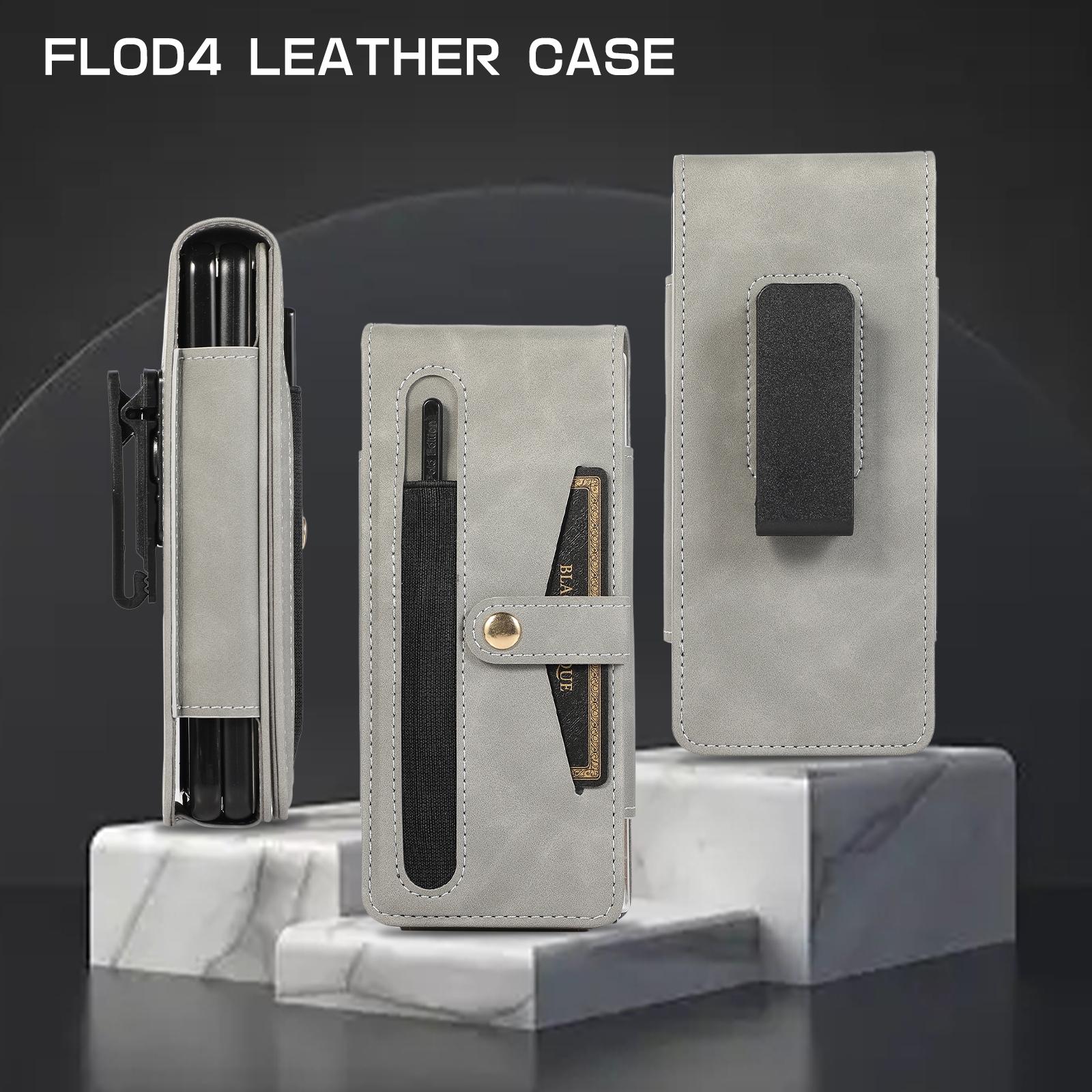 For Samsung Galaxy Z Fold4 5G Shockproof Foldable Leather Case With Stylus - Black 3