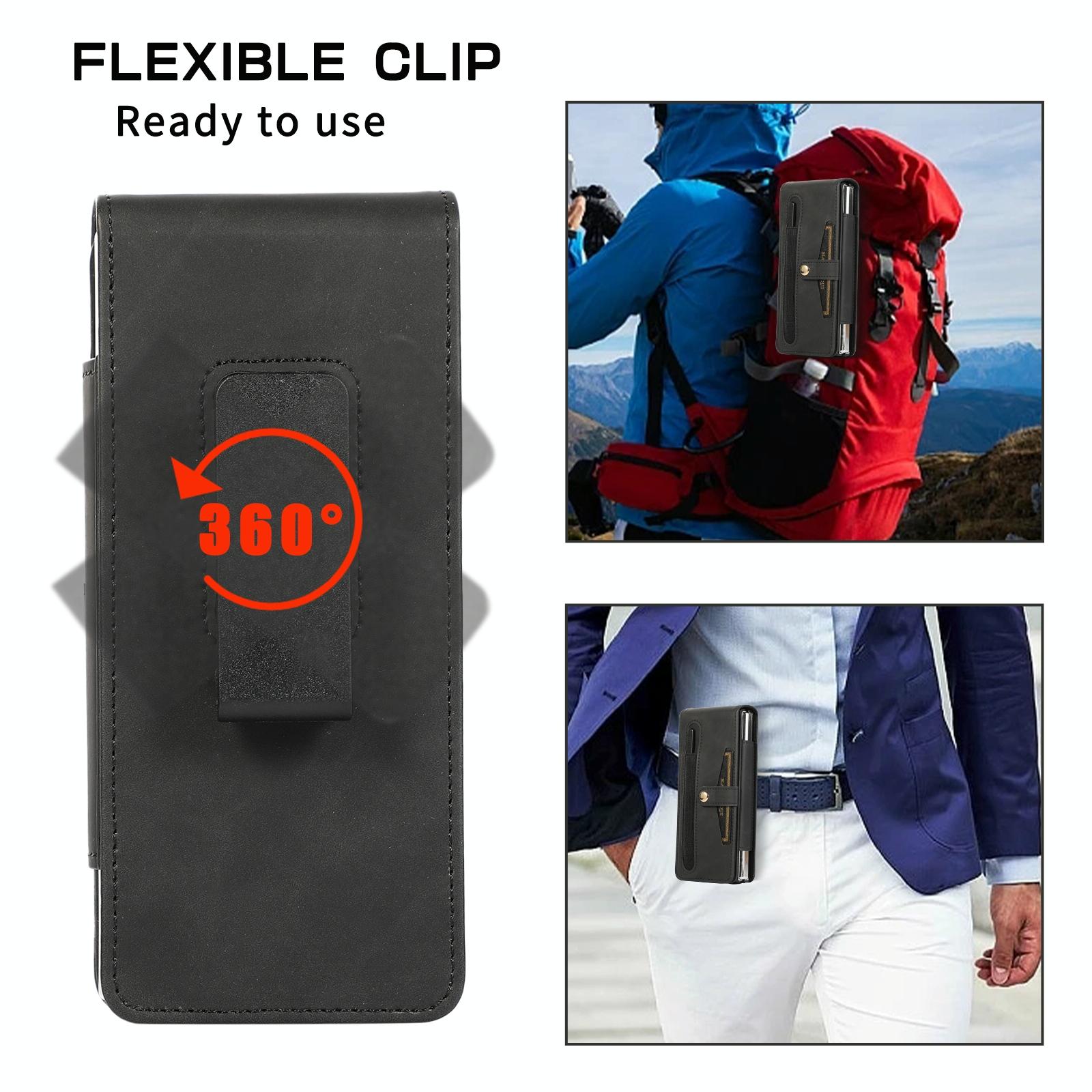 For Samsung Galaxy Z Fold4 5G Shockproof Foldable Leather Case With Stylus - Black 13