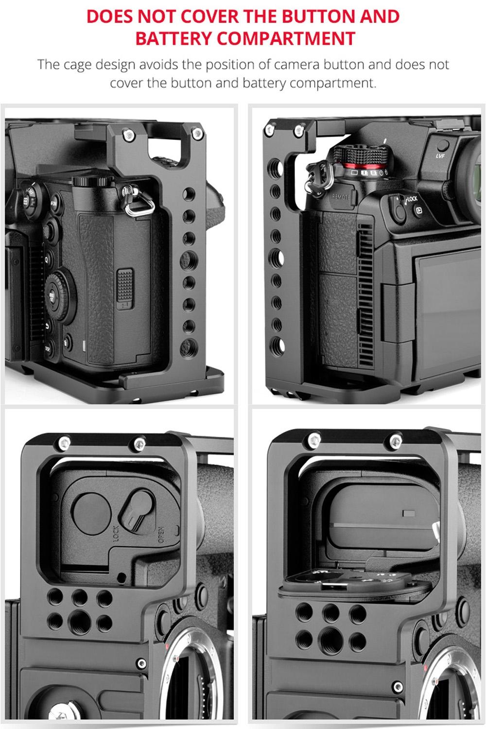 Camera Cage Stabilizer With Handle - Black for Panasonic Lumix Dc-S1H / Dc-S1 / Dc-S1R 6