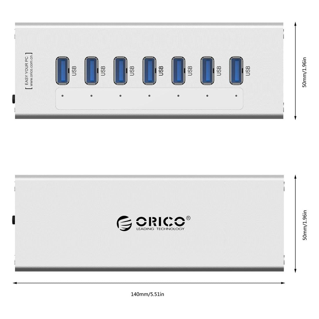 7-Port Aluminum Usb 3.0 Hub For Laptops - Black 6